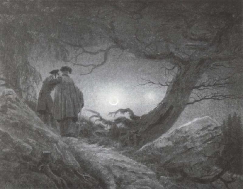 Caspar David Friedrich Zwei Manner  in Betrachtung des Mondes